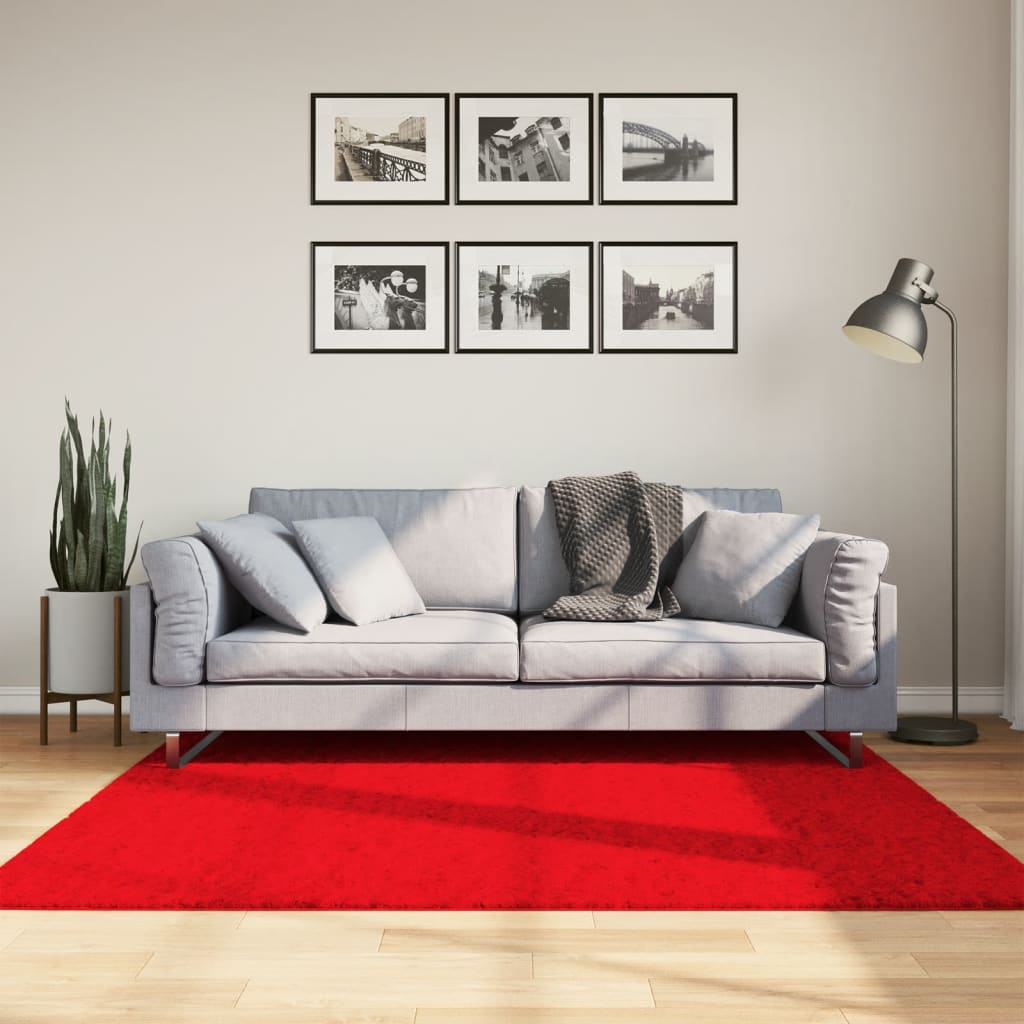 VidaXL Teppich Oviedo niedriger Flor 160x160 cm rot