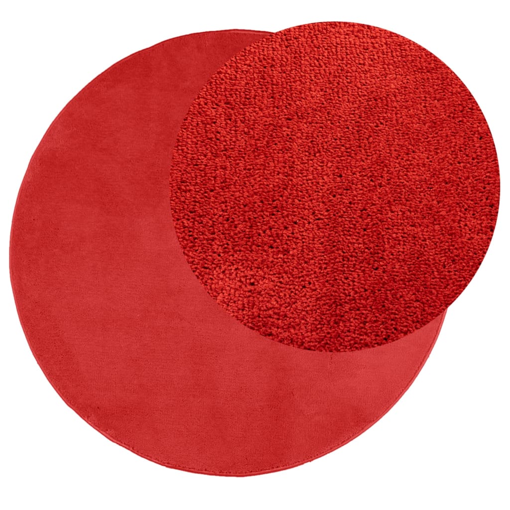 VidaXL Teppich Oviedo niedriger Flor ø 120 cm rot