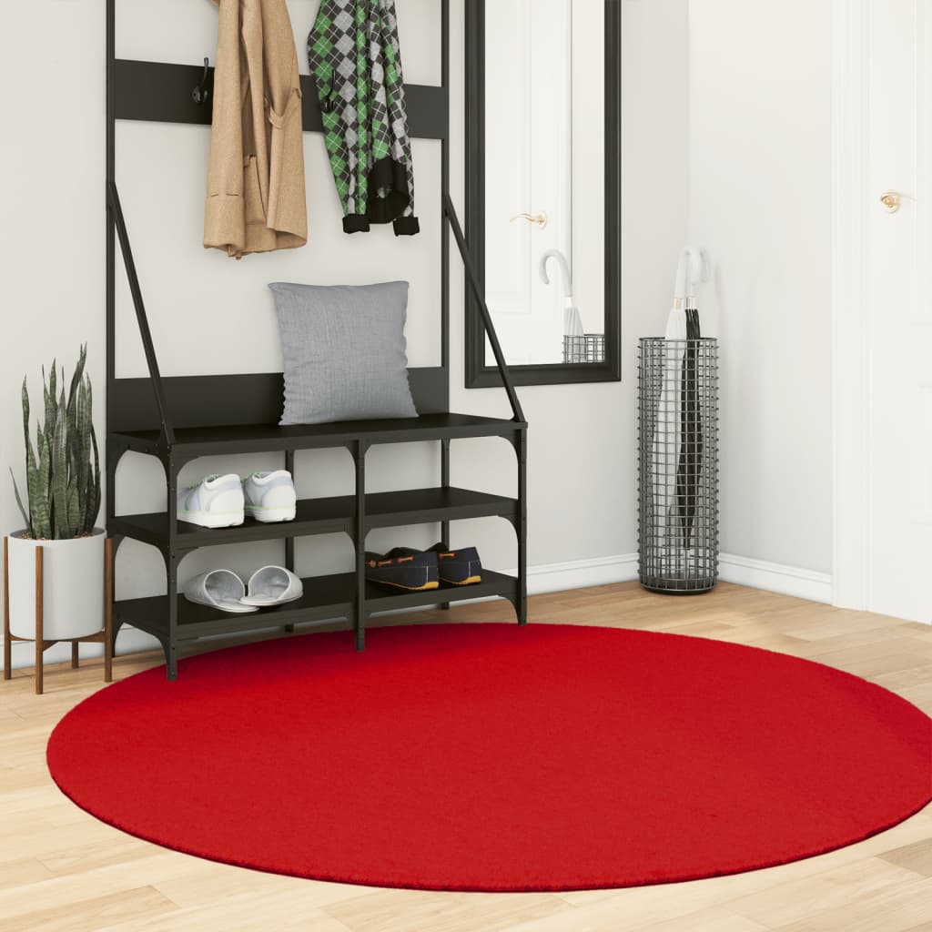 VidaXL Teppich Oviedo niedriger Flor ø 160 cm rot