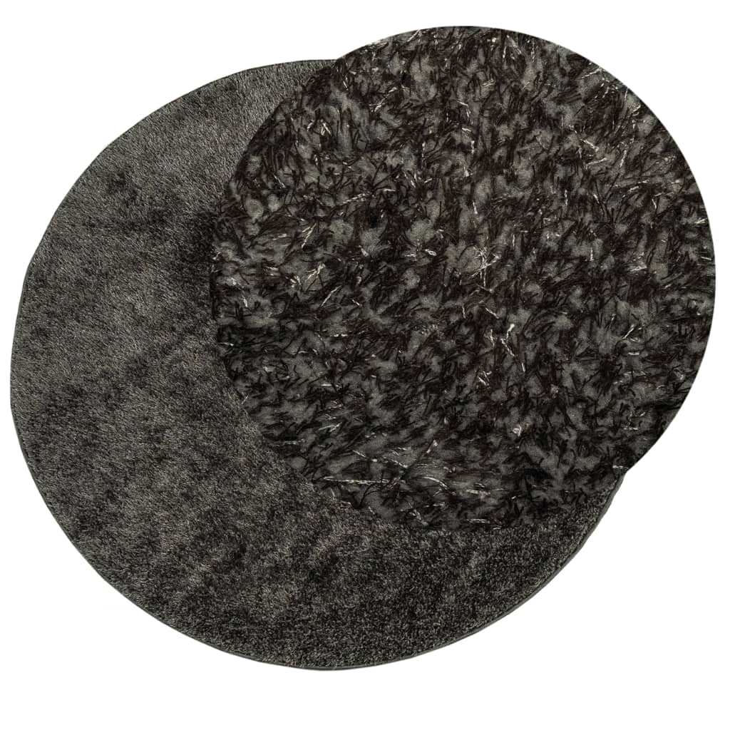 Vidaxl Teppich Istan Hochflor glänzend ø 120 cm Anthrazit