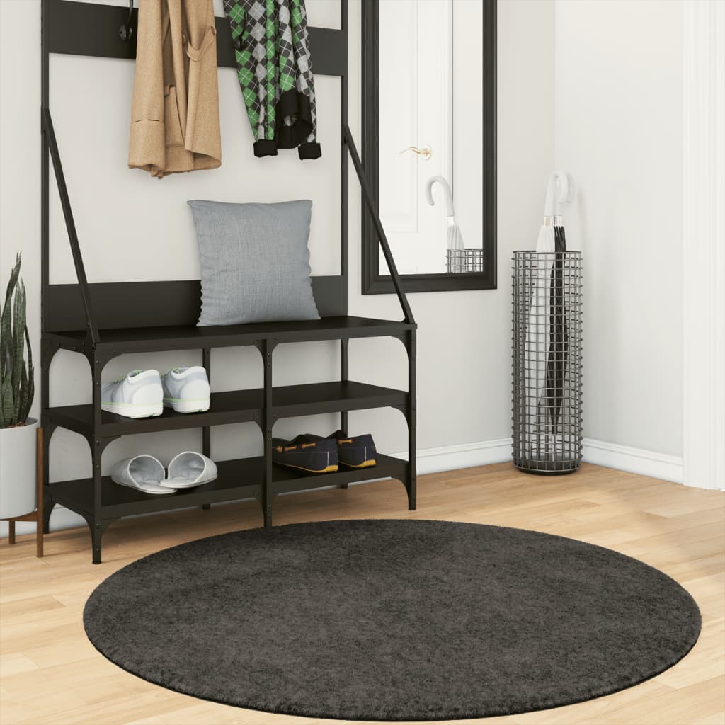 Vidaxl Teppich Istan Hochflor glänzend ø 120 cm Anthrazit