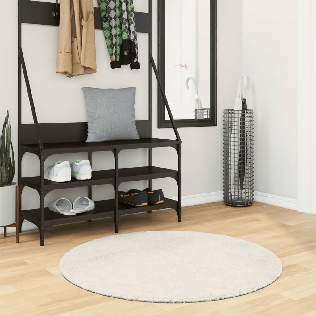 Vidaxl Teppich Istan Hochflor glänzend ø 100 cm cremefarben