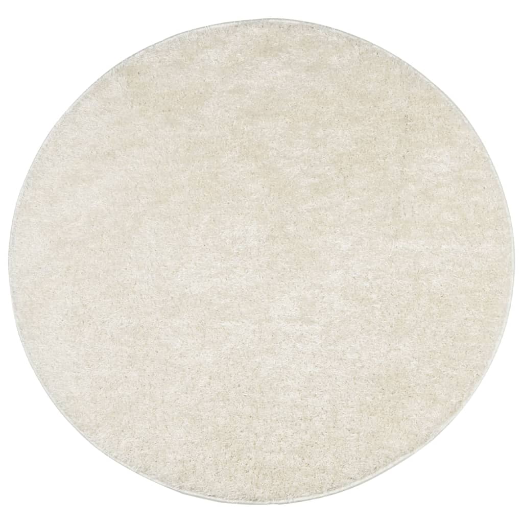 Vidaxl Teppich Istan Hochflor glänzend ø 160 cm cremefarben