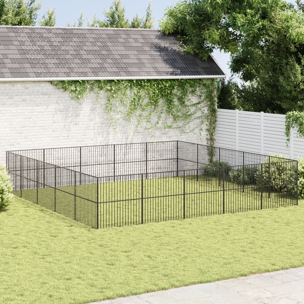 VidaXL Hundehütte 20 Platten pulverbeschichteter Stahl schwarz