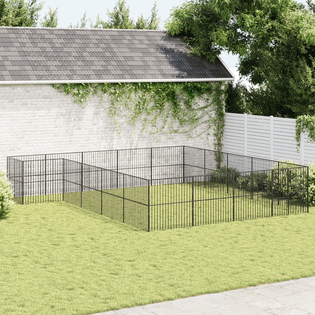 VidaXL Hundehütte 20 Platten pulverbeschichteter Stahl schwarz