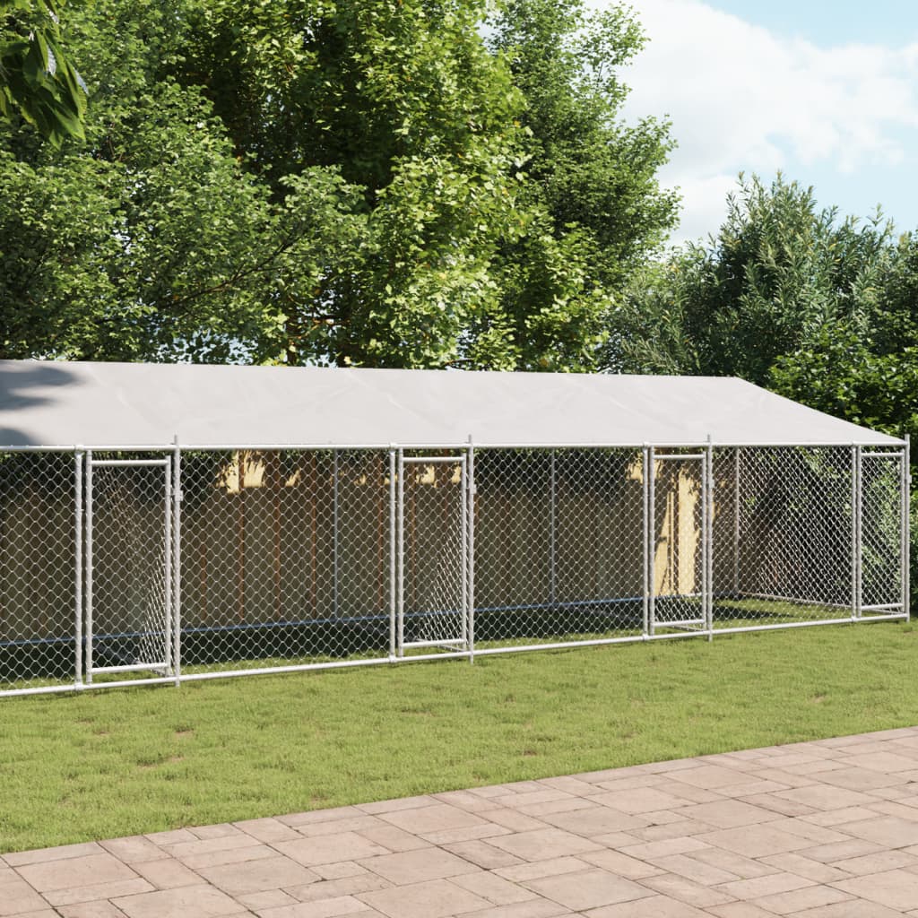 VidaXL Hundehütte mit Dach und Türen 10x2x2 m verzinkter Stahl grau
