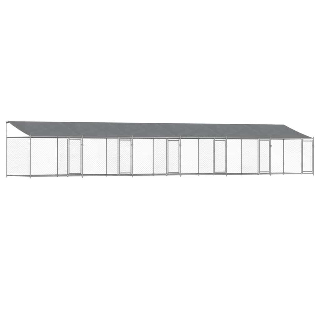 VidaXL Hundehütte mit Dach und Türen 12x2x2 m verzinkter Stahl grau