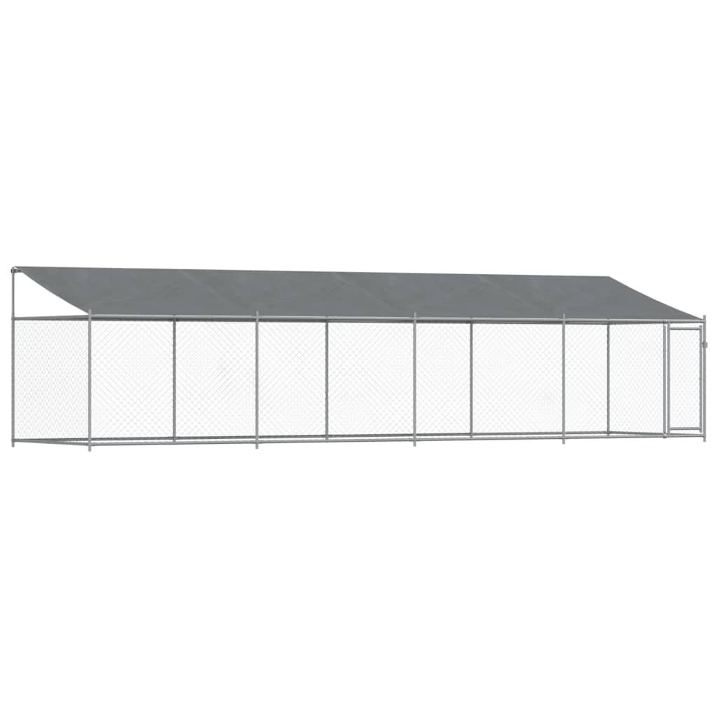 VidaXL Hundehütte mit Dach und Tür 8x2x2 m verzinkter Stahl grau