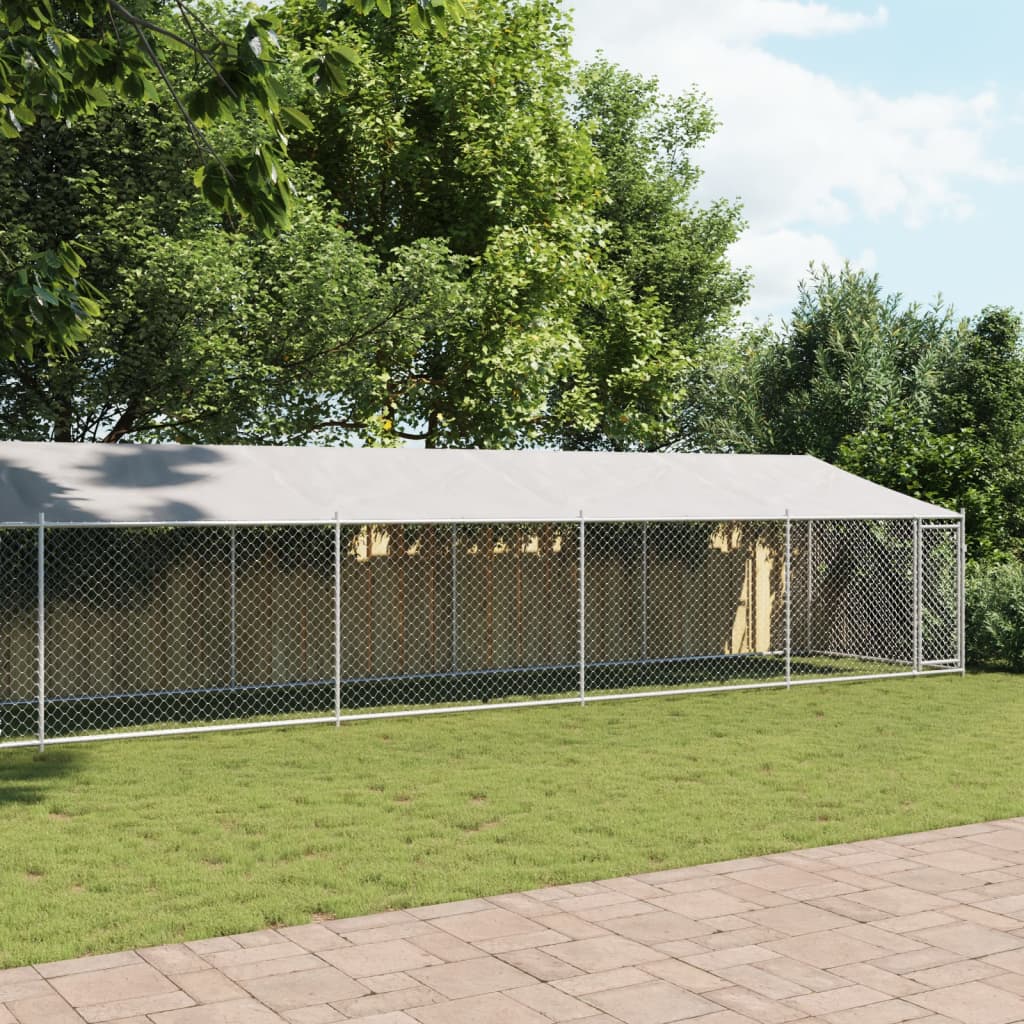 VidaXL Hundehütte mit Dach und Tür 10x2x2 m verzinkter Stahl grau