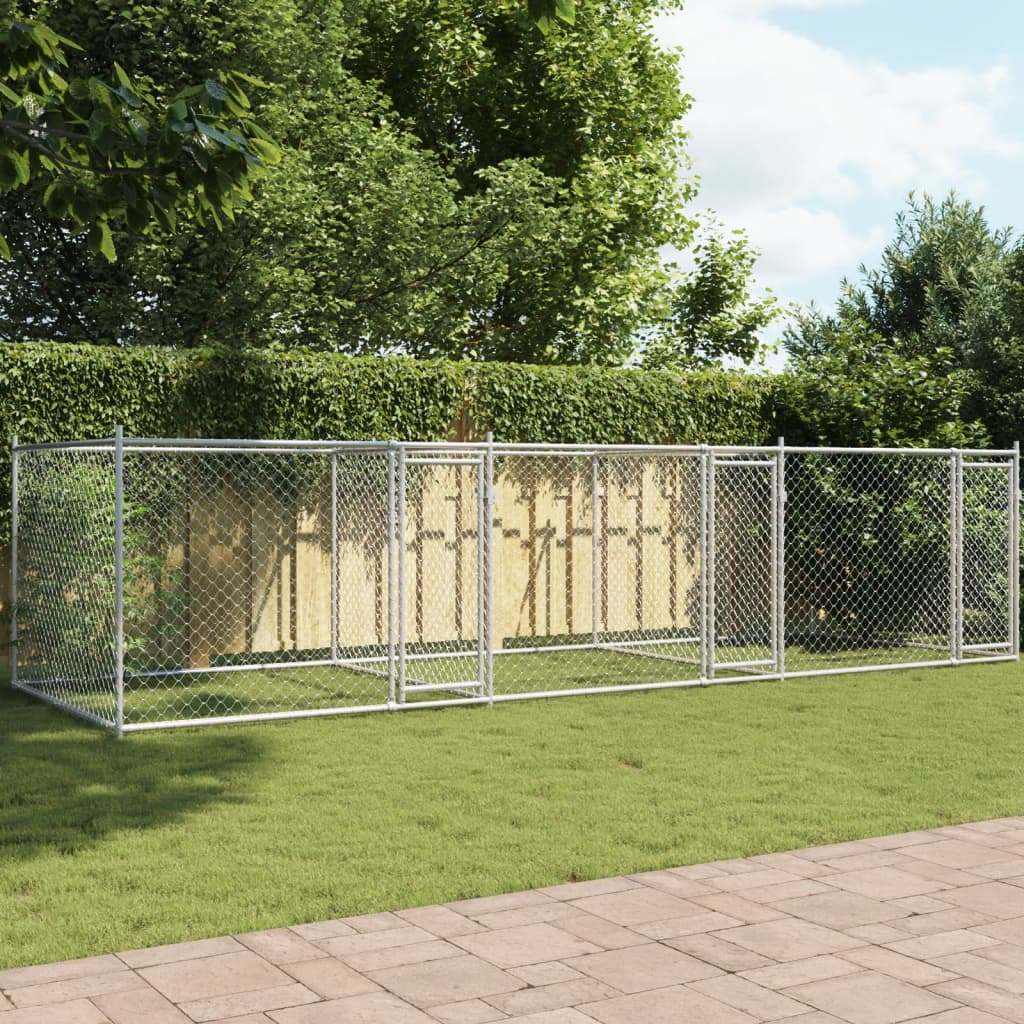 VidaXL Hundehütte mit Türen 6x2x1,5 m verzinkter Stahl grau