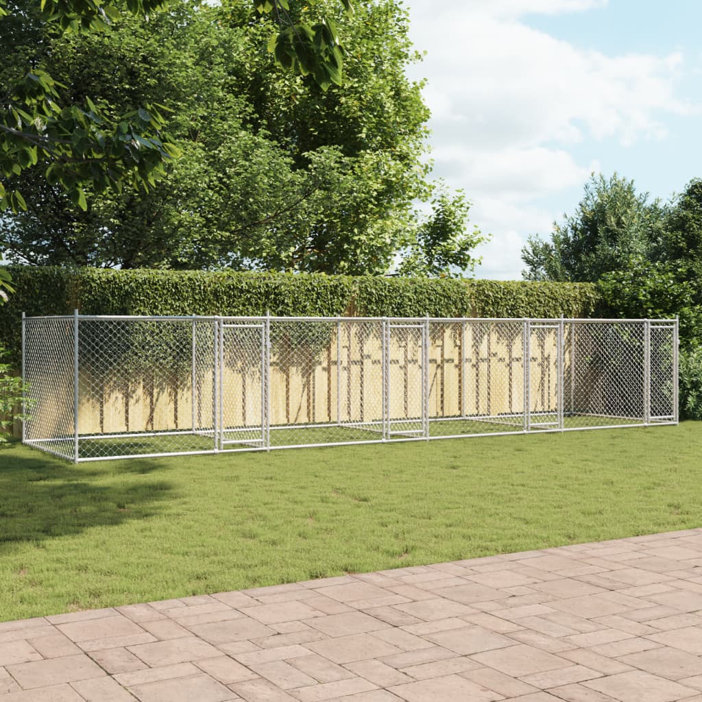 VidaXL Hundehütte mit Türen 8x2x1,5 m verzinkter Stahl grau
