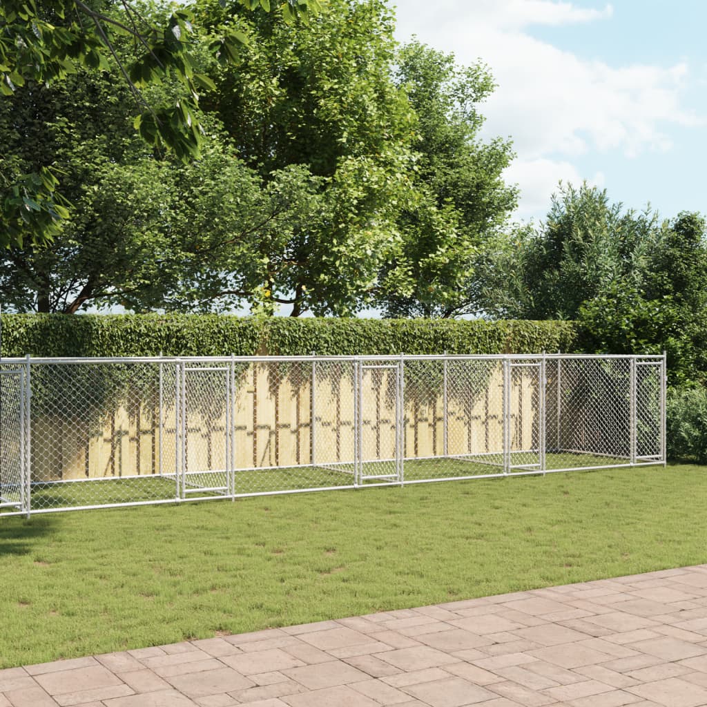 VidaXL Hundehütte mit Türen 10x2x1,5 m verzinkter Stahl grau