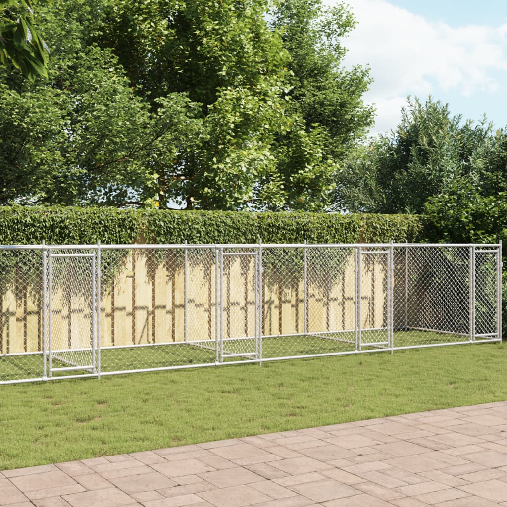 VidaXL Hundehütte mit Türen 10x2x1,5 m verzinkter Stahl grau