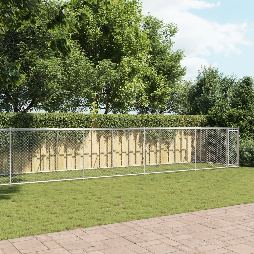 VidaXL Hundehütte mit Tür 10x2x1,5 m verzinkter Stahl grau