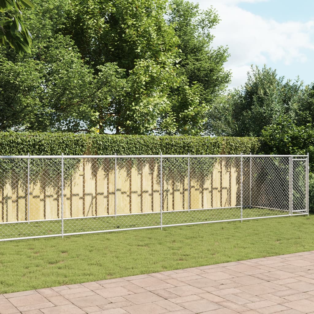 VidaXL Hundehütte mit Tür 12x2x1,5 m verzinkter Stahl grau