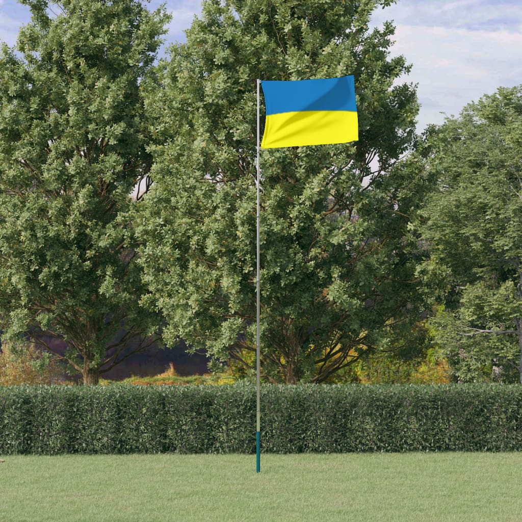 VidaXL Flagge mit Fahnenmast Ukraine 5,55 m Aluminium