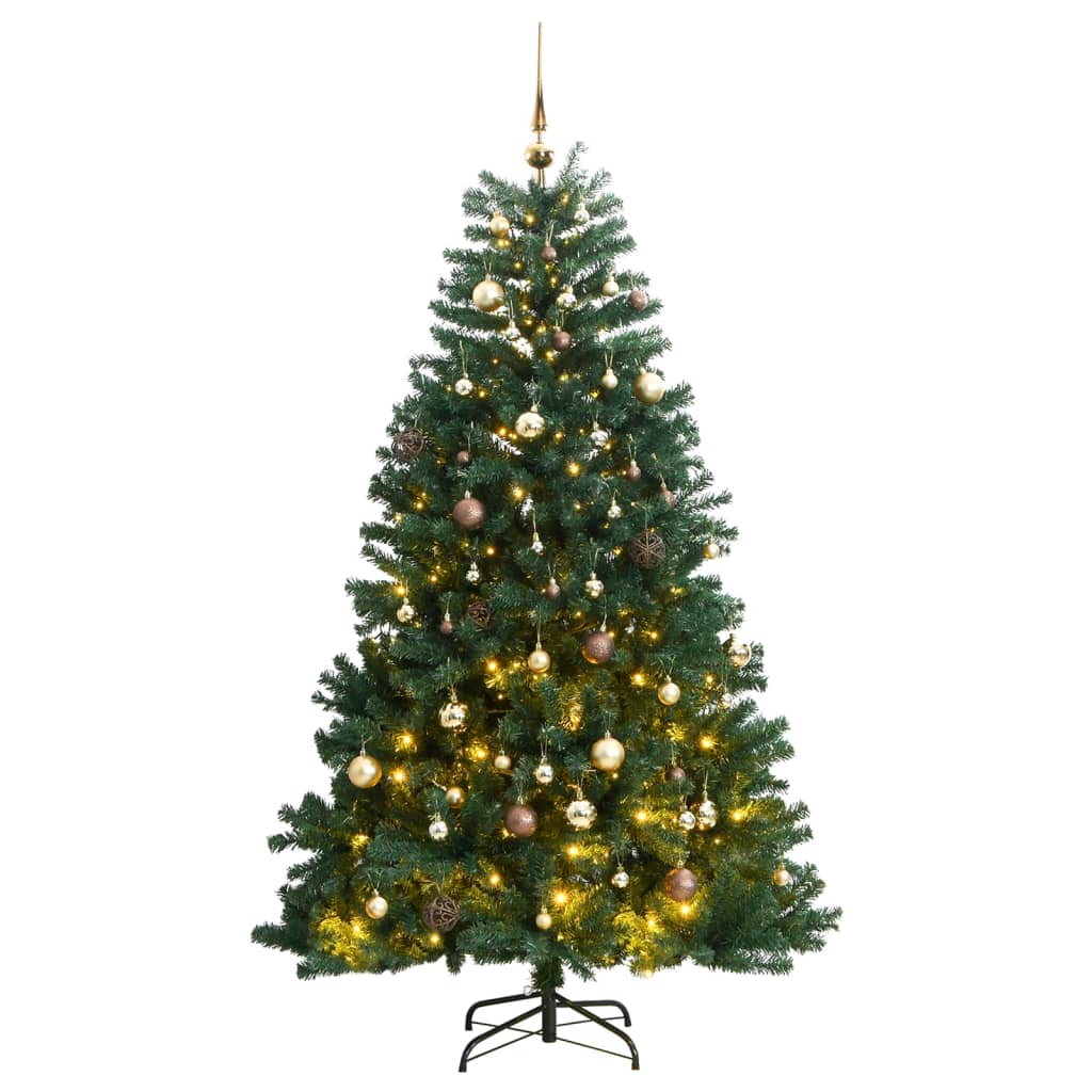 VidaXL Künstlicher Weihnachtsbaum mit Scharnieren 300 LEDs und Weihnachtskugeln 180 cm