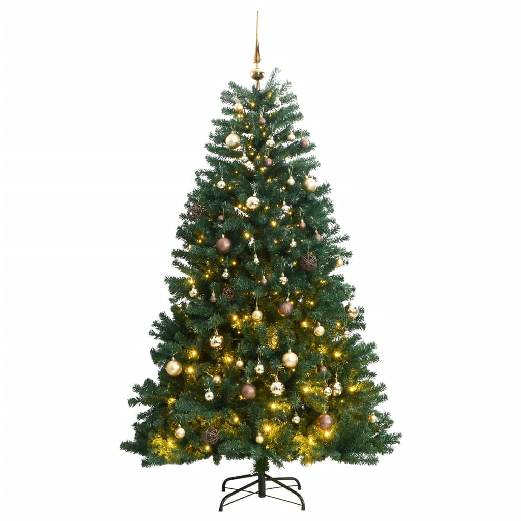 VidaXL Künstlicher Weihnachtsbaum mit Scharnieren 300 LEDs und Weihnachtskugeln 210 cm