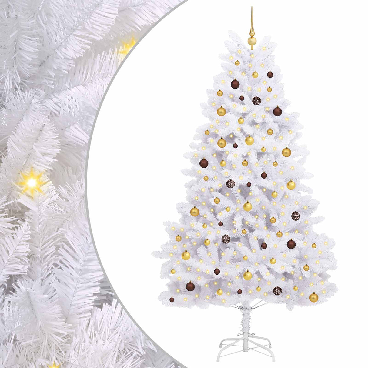Vidaxl kunstkerstboom wit 120 x 120 x 240 cm pvc en metaal