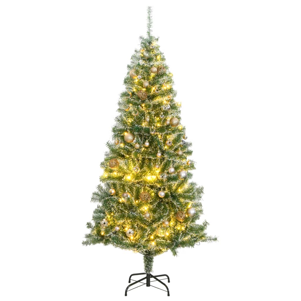 VidaXL Künstlicher Weihnachtsbaum mit 300 LEDs, Kugeln und Schnee 210 cm