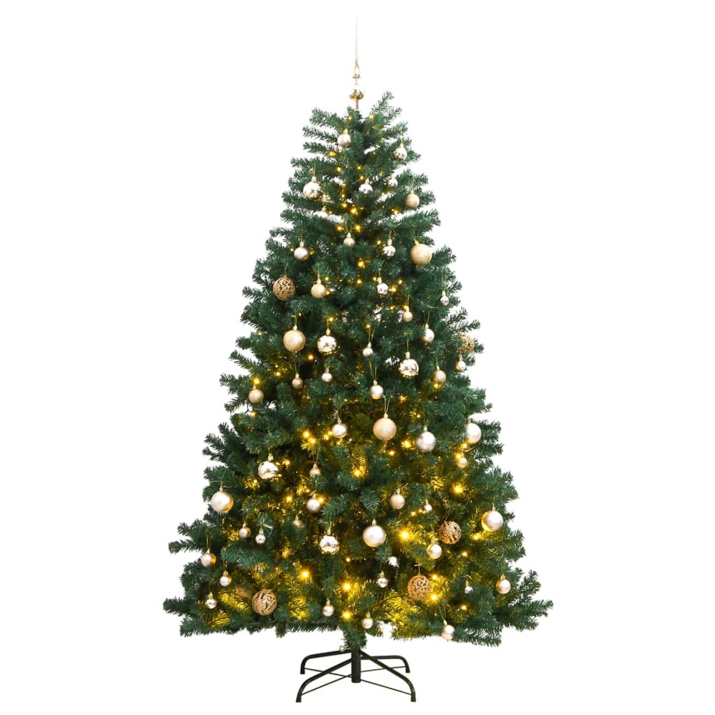 VidaXL Künstlicher Weihnachtsbaum mit Scharnieren 300 LEDs und Weihnachtskugeln 180 cm