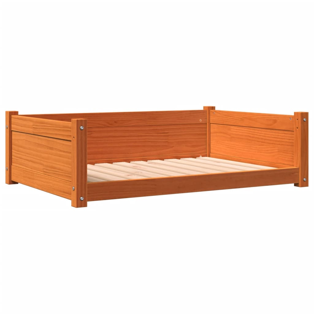 Vidaxxl Hundebett 95,5 x 65,5 x 28 cm, massives Kiefernholz, braun gewaschen