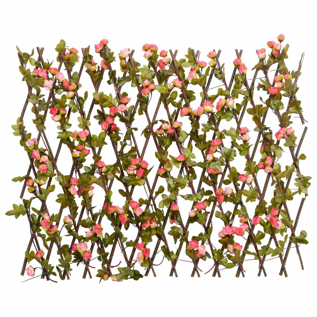 Vidaxx Kunstpflanze Efeu-Spalier 5 Stück ausziehbar 180x60 cm dunkelrosa