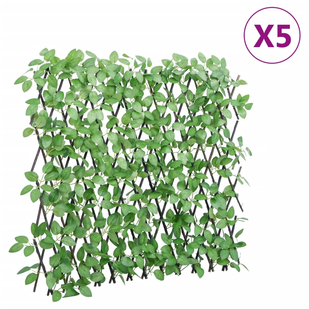 Vidaxx künstliche Efeupflanze am Spalier 5 Stück ausziehbar 180x65 cm grün