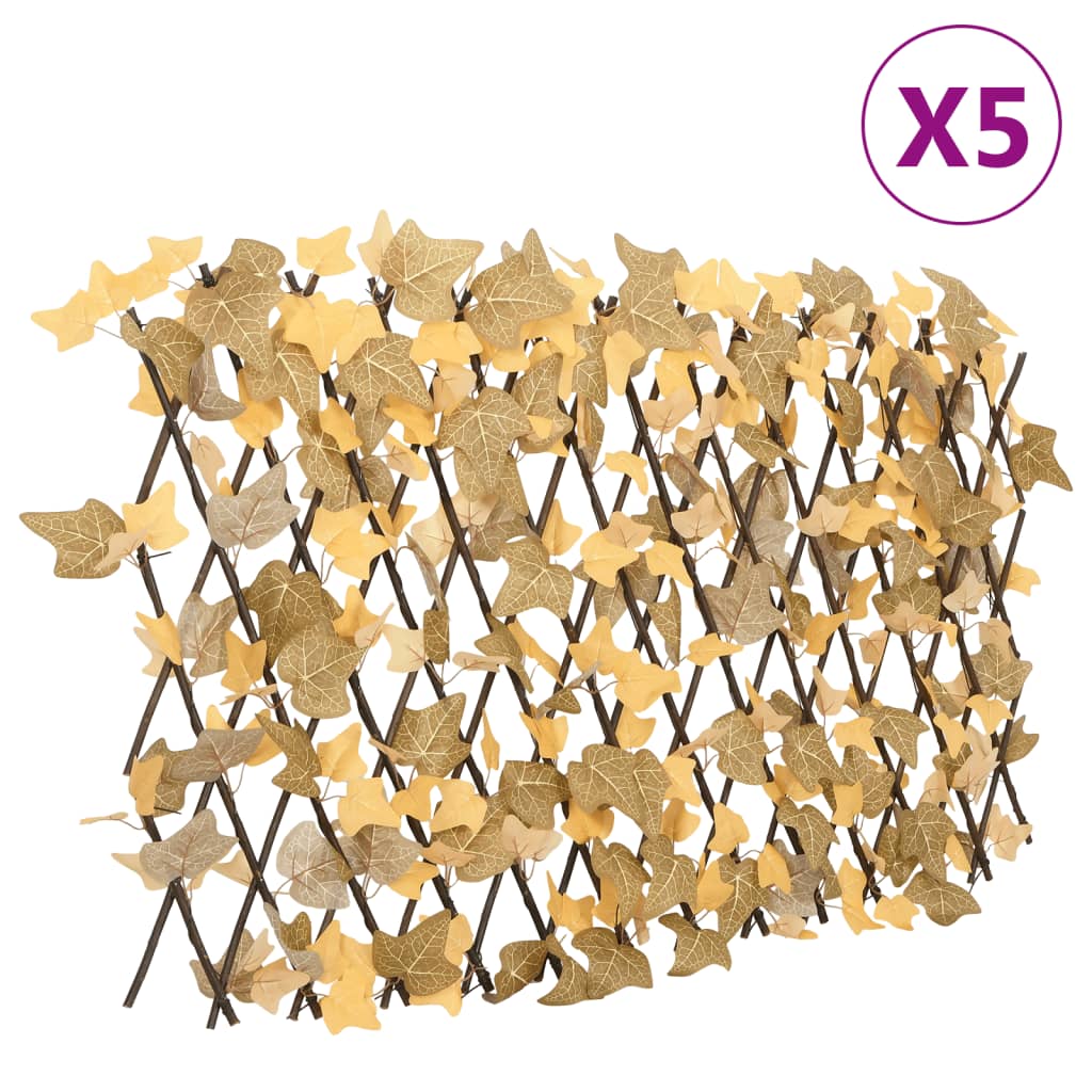 Vidaxx Kunstpflanze Ahornblatt-Spalier 5 Stk. ausziehbar 180x60 cm Orange
