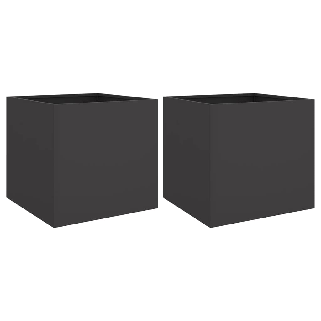 Vidaxx Pflanzgefäße 2 Stk. 42x40x39 cm Stahl schwarz