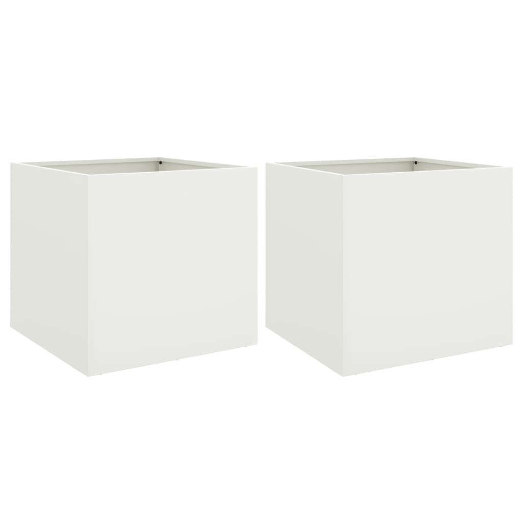 Vidaxx Pflanzgefäße 2 Stück 49x47x46 cm Stahl weiß