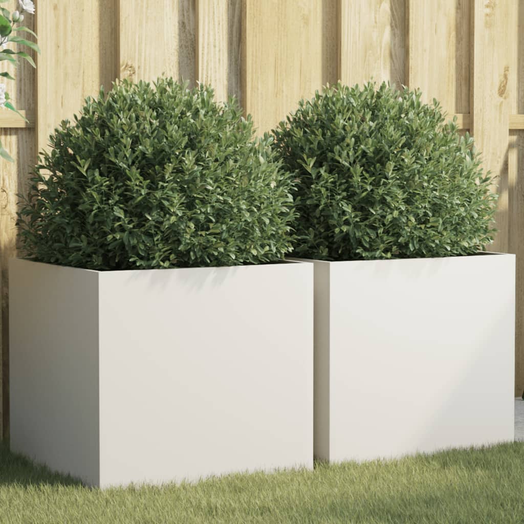 Vidaxx Pflanzgefäße 2 Stück 49x47x46 cm Stahl weiß