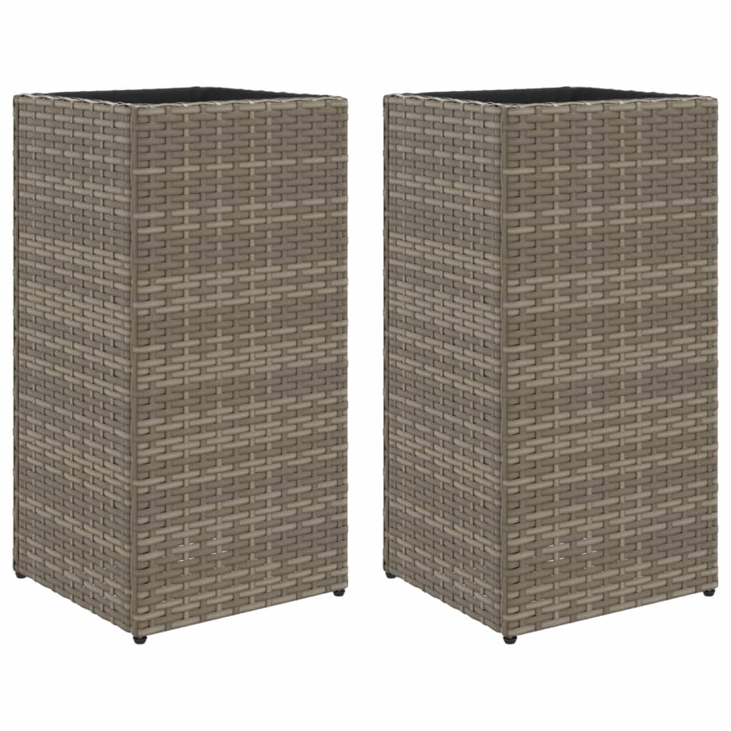 VidaXL Pflanzgefäße 2 Stk. 30x30x60 cm Polyrattan grau