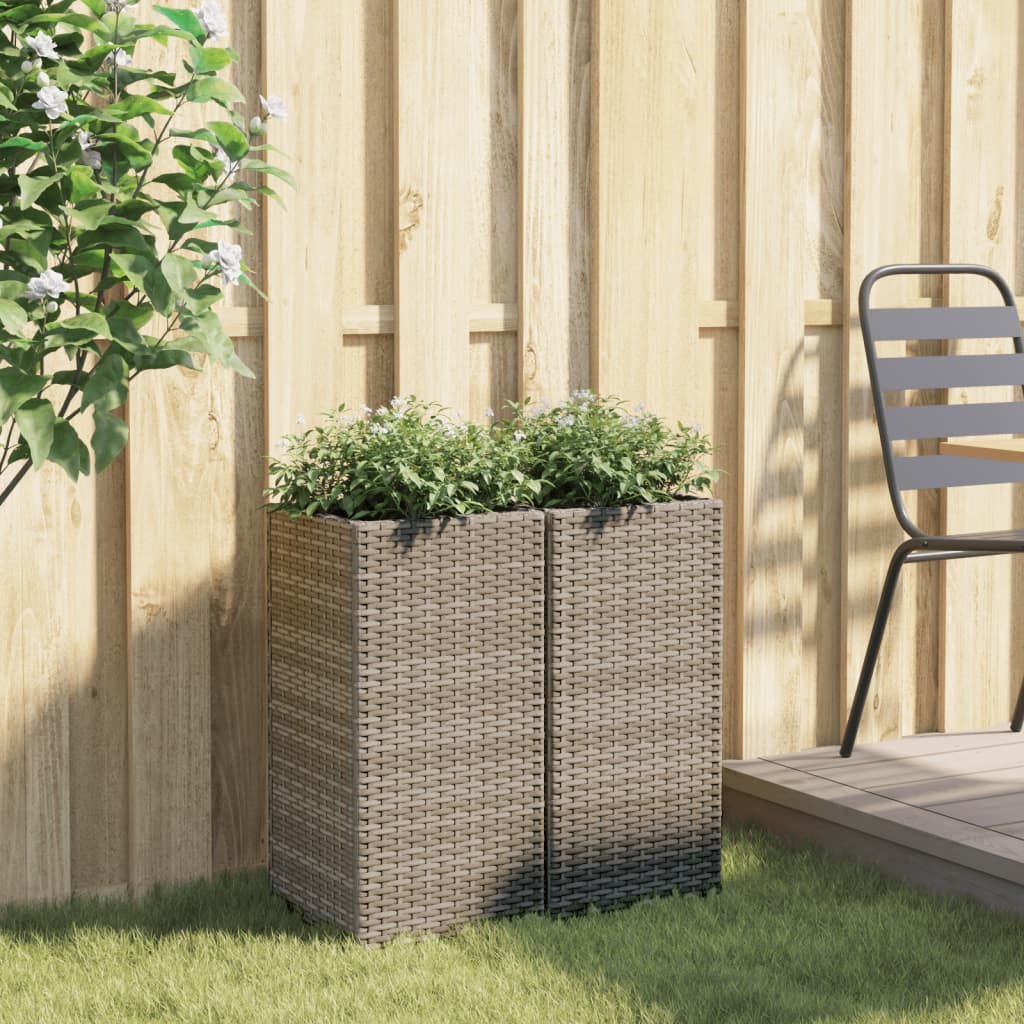 VidaXL Pflanzgefäße 2 Stk. 30x30x60 cm Polyrattan grau
