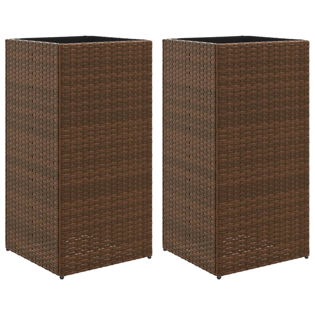 VidaXL Pflanzgefäße 2 Stk. 40x40x80 cm Polyrattan braun