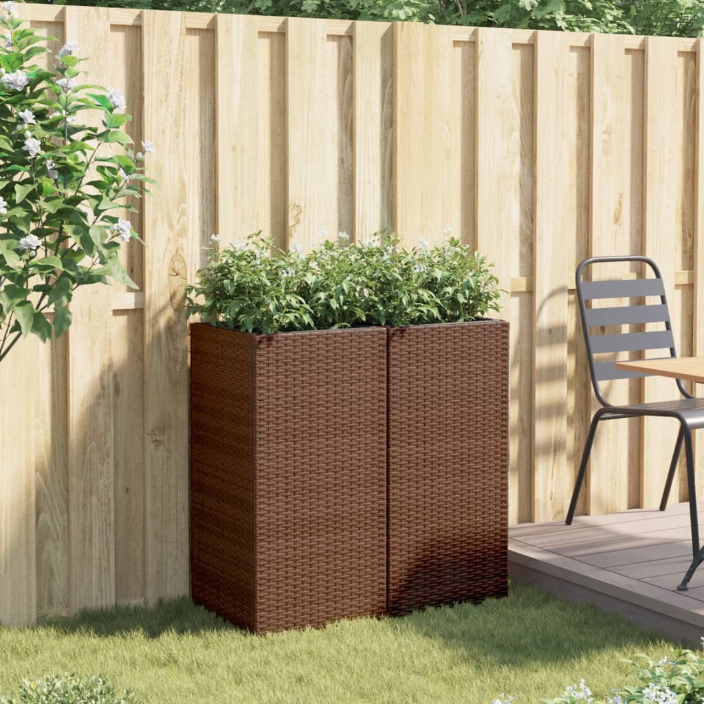VidaXL Pflanzgefäße 2 Stk. 40x40x80 cm Polyrattan braun