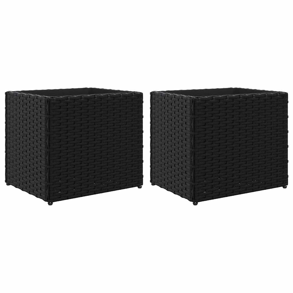 VidaXL Pflanzgefäße 2 Stk. 36x30x32 cm Polyrattan schwarz