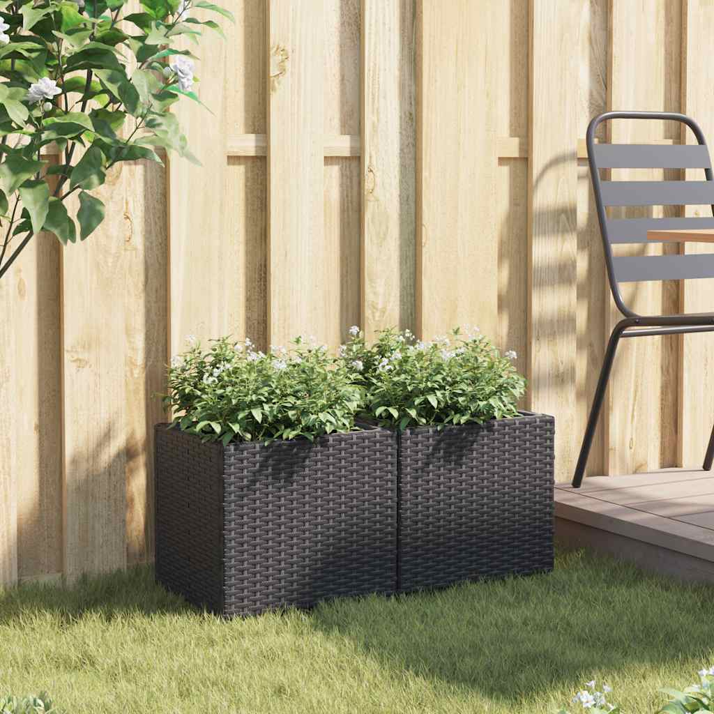 VidaXL Pflanzgefäße 2 Stk. 36x30x32 cm Polyrattan schwarz