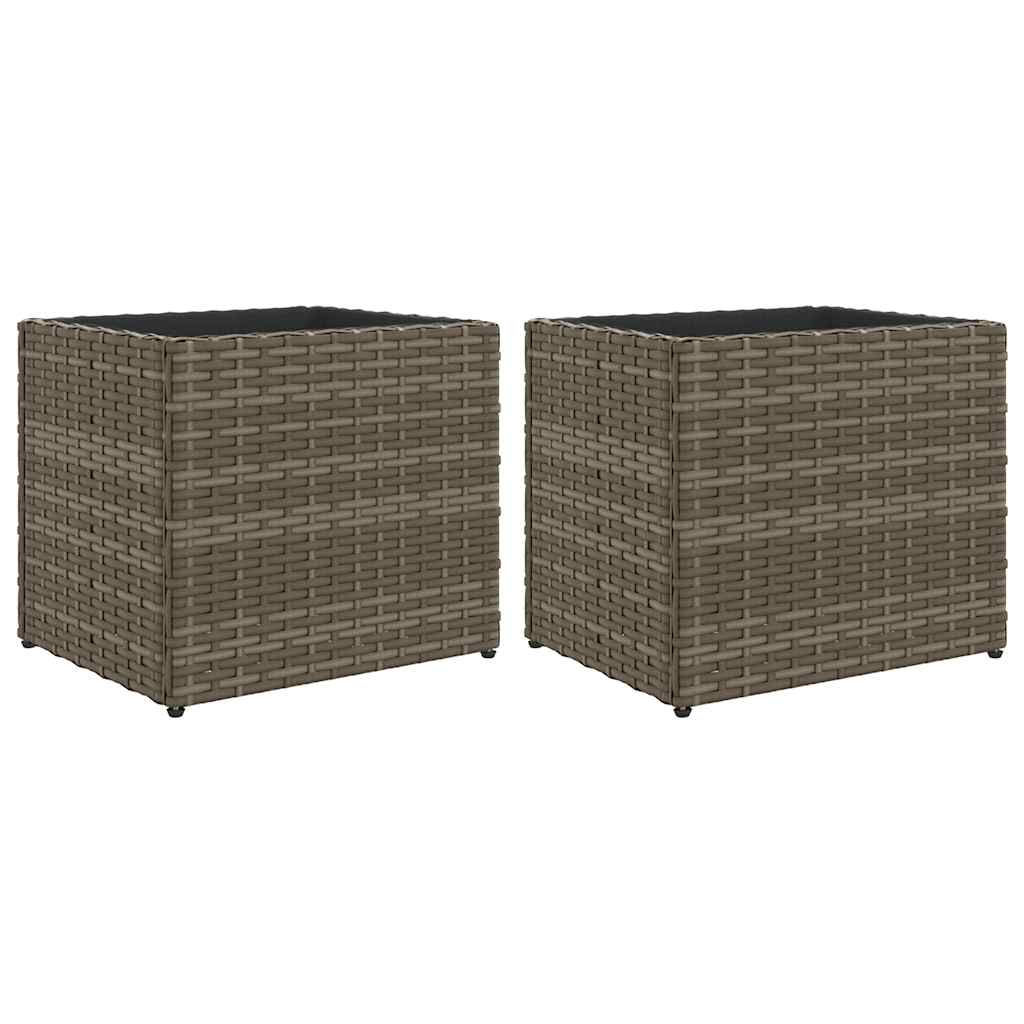 VidaXL Pflanzgefäße 2 Stk. 36x30x32 cm Polyrattan grau