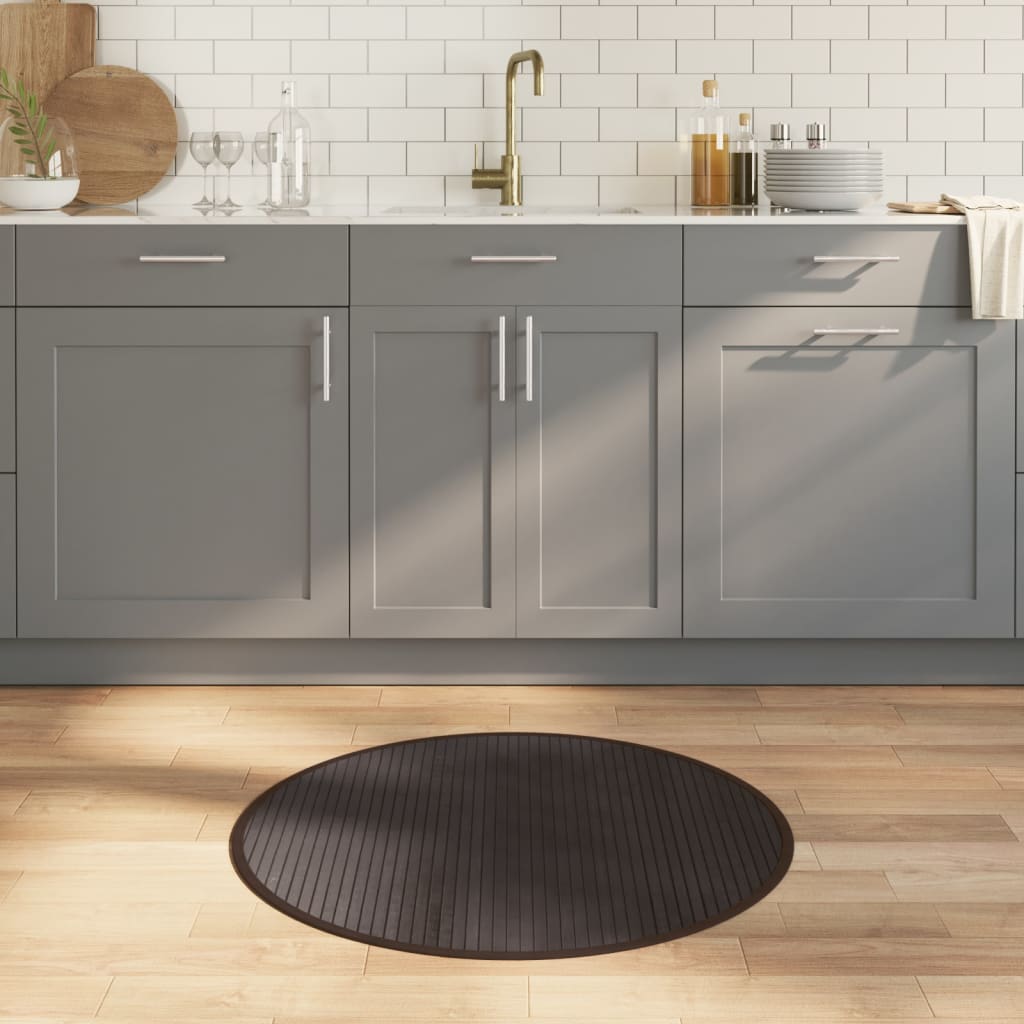 VidaXL Teppich rund 80 cm Bambus dunkelbraun