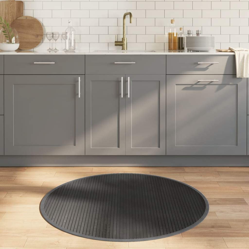 VidaXL Teppich rund 100 cm Bambusgrau