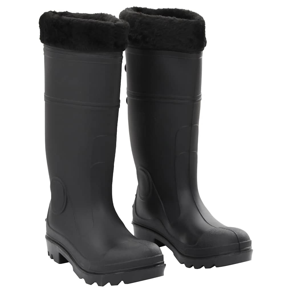 Vidaxl Regenstiefel mit abnehmbaren Socken Größe 38 PVC schwarz