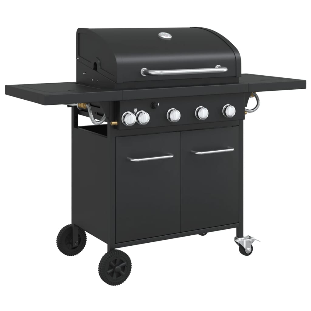 VidaXL Gasgrill mit 5 Brennern, pulverbeschichteter Stahl, schwarz