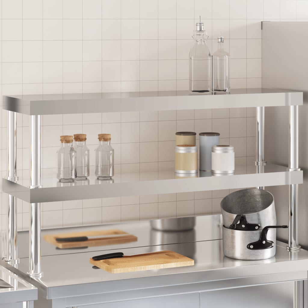 Vidaxx Erhöhung für Arbeitstisch 2-lagig 110x30x65 cm Edelstahl