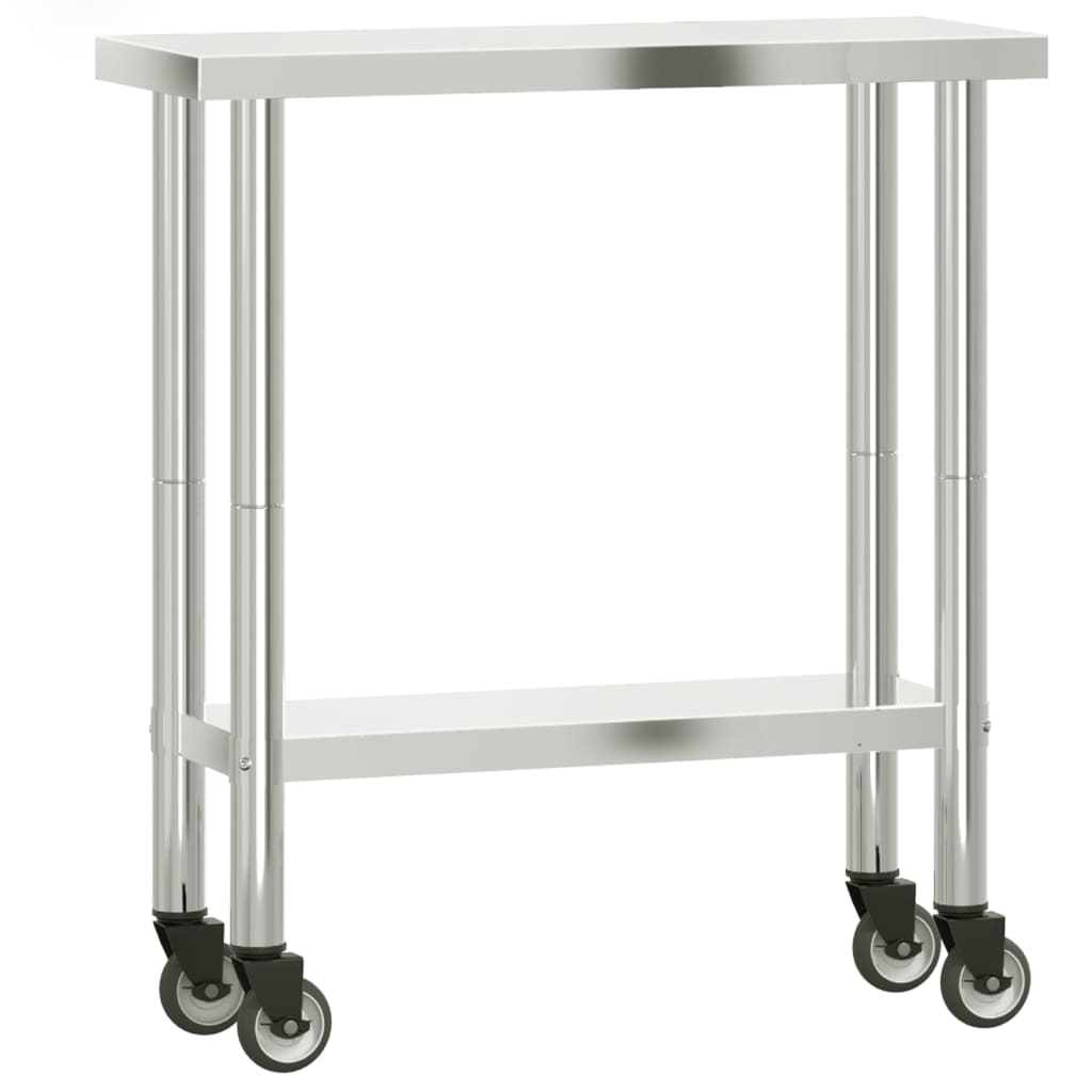 Vidaxx Küchenarbeitstisch mit Rollen 82,5x30x85 cm Edelstahl