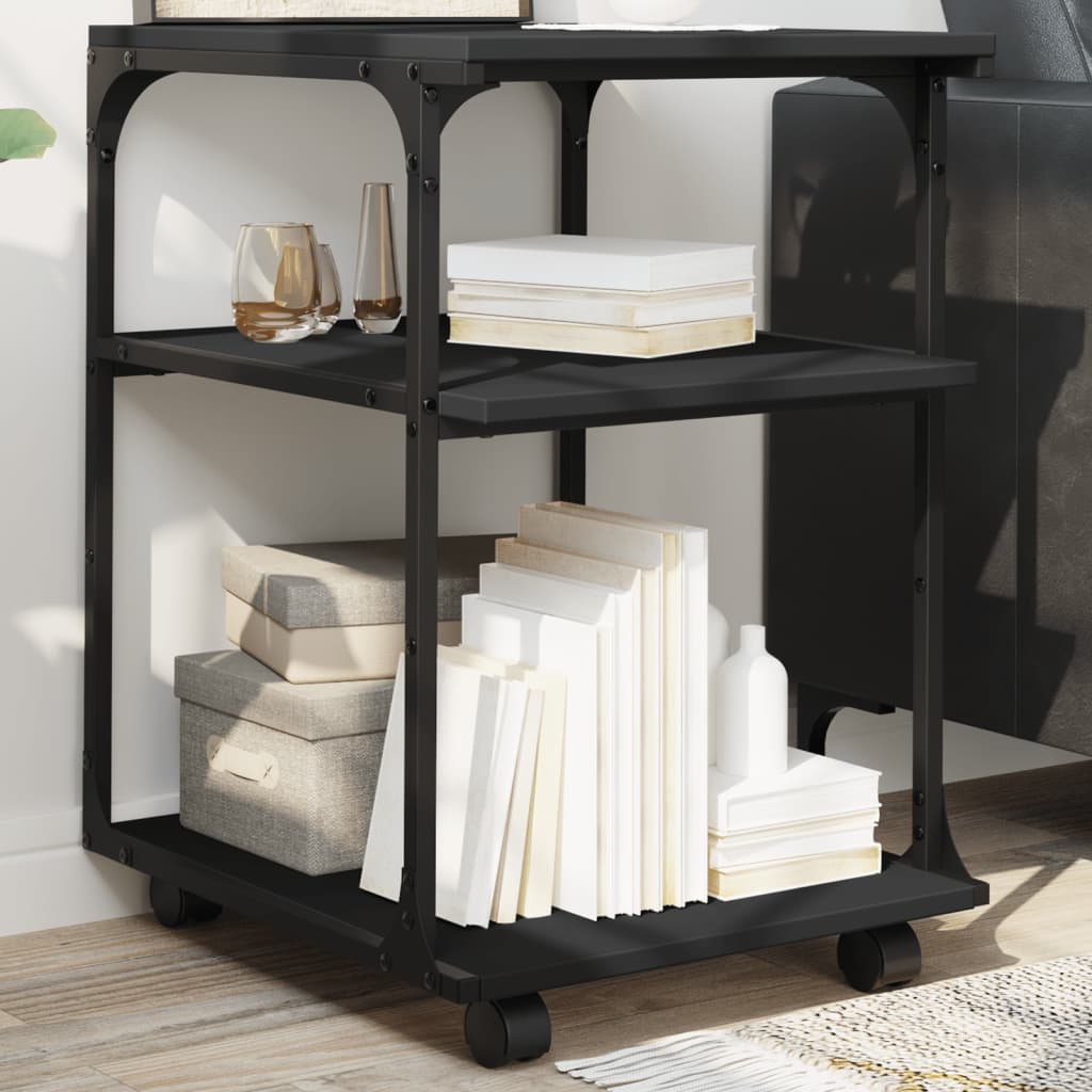 VidaXL Druckerschrank 3-lagig 43x48x64 cm verarbeitetes Holz schwarz
