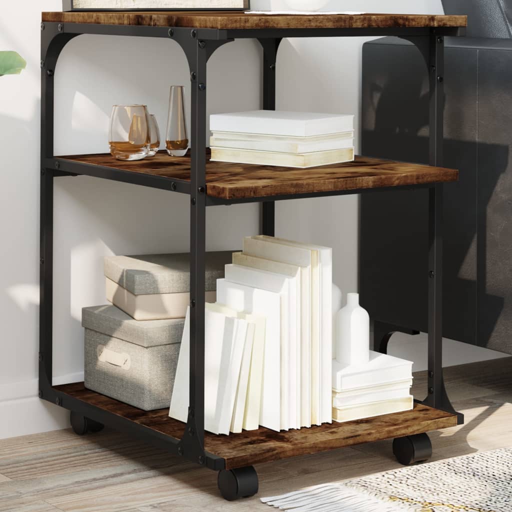 Vidaxx Druckerschrank 3-schichtig 43x48x64 cm verarbeitetes Holz, geräucherte Eiche
