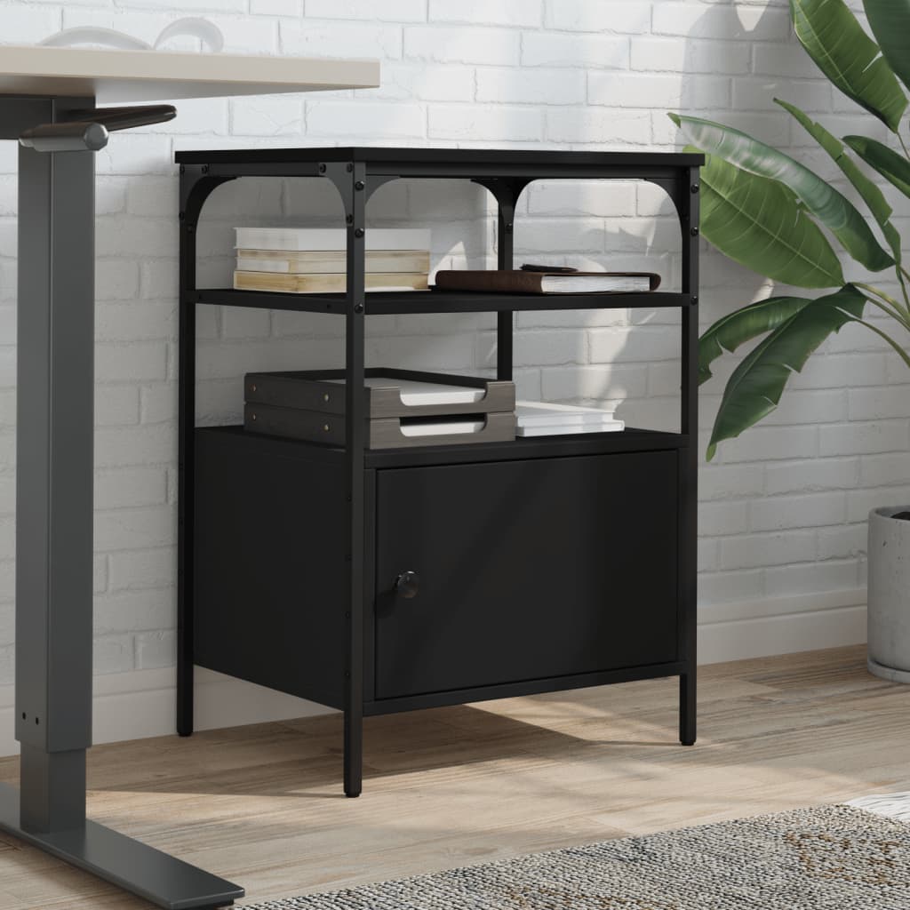 Vidaxx Druckerschrank 3-schichtig 50x40x76 cm verarbeitetes Holz schwarz
