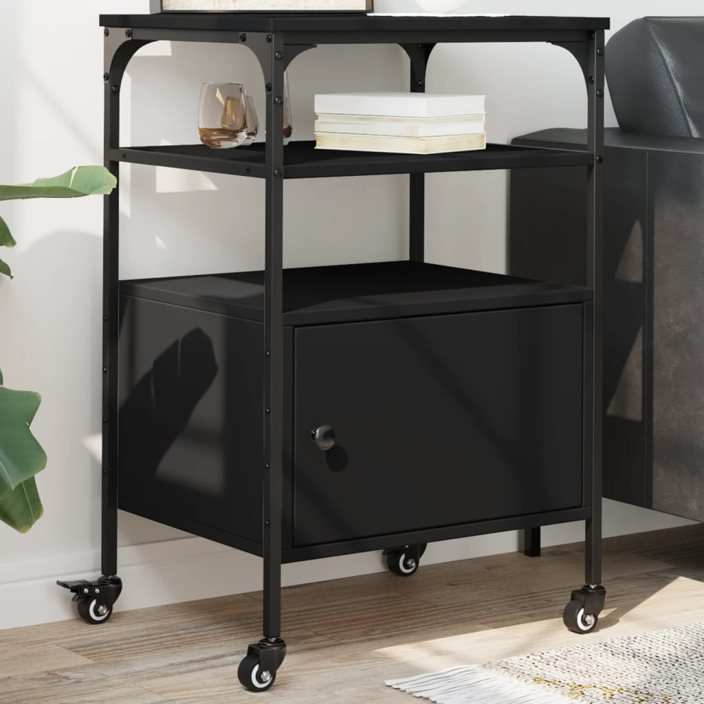 Vidaxx Druckerschrank 3-schichtig 50x40x76 cm verarbeitetes Holz schwarz