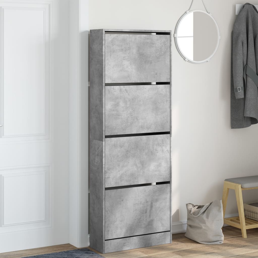 VidaXL Schuhschrank 60x21x163,5 cm Holzwerkstoff Betongrau